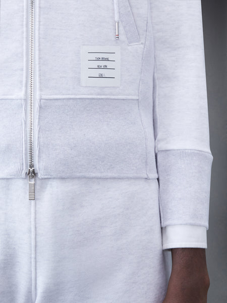 CLASSIC LOOPBACK 4-BAR ZIP UP HOODIE WHITE-GREY