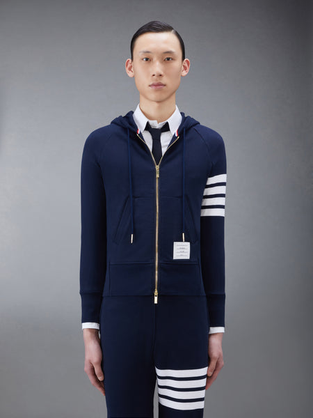 CLASSIC LOOPBACK 4-BAR ZIP UP HOODIE NAVY