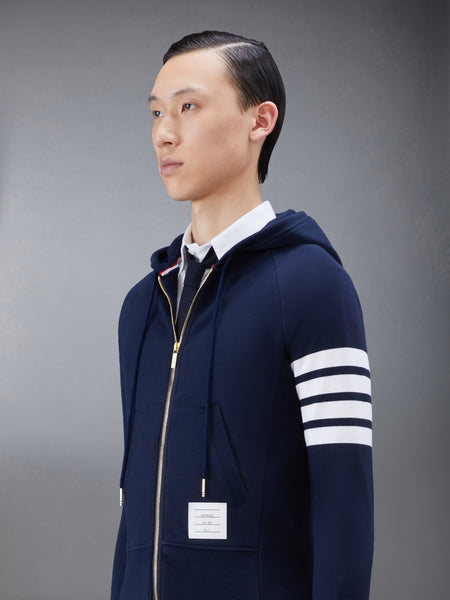 CLASSIC LOOPBACK 4-BAR ZIP UP HOODIE NAVY