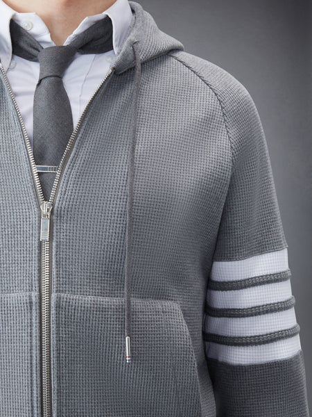 WAFFLE RAGLAN FULL ZIP HOODIE MED GREY