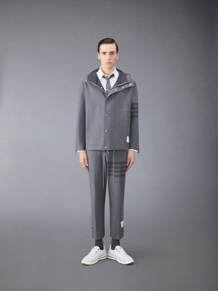 DOUBLE FACE TECH TWILL HOODED JACKET MED GREY