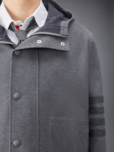 DOUBLE FACE TECH TWILL HOODED JACKET MED GREY