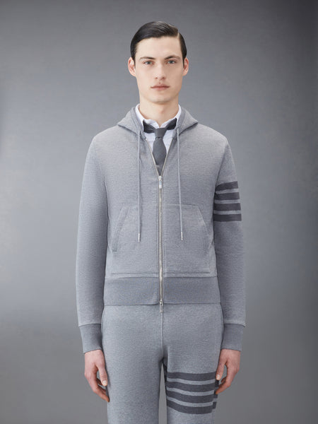 CLASSIC LOOPBACK 4-BAR ZIP UP HOODIE MED GREY