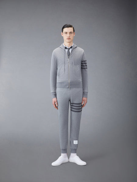 CLASSIC LOOPBACK 4-BAR ZIP UP HOODIE MED GREY