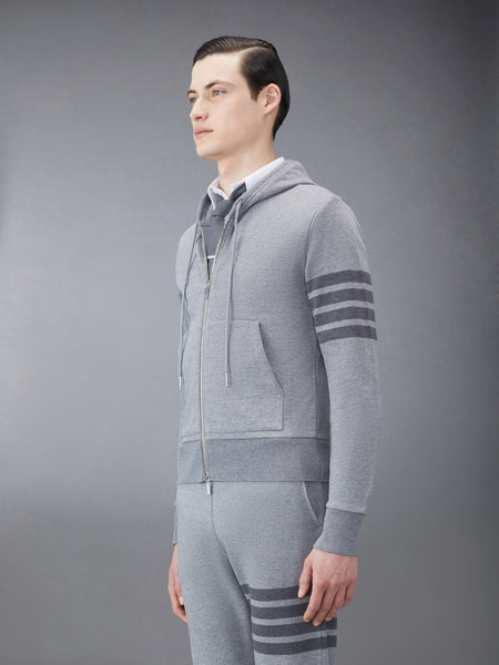 CLASSIC LOOPBACK 4-BAR ZIP UP HOODIE MED GREY