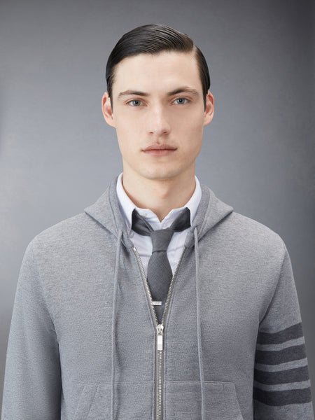 CLASSIC LOOPBACK 4-BAR ZIP UP HOODIE MED GREY