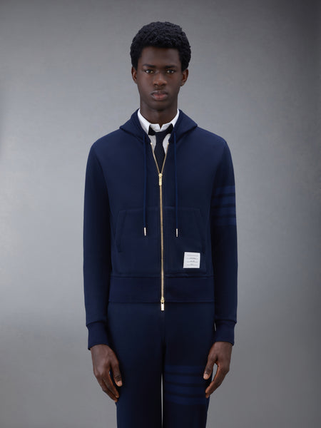 CLASSIC LOOPBACK 4-BAR ZIP UP HOODIE NAVY