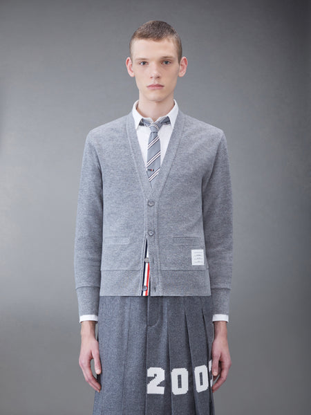 CASHMERE PIQUE 2003 V-NECK CARDIGAN LT GREY