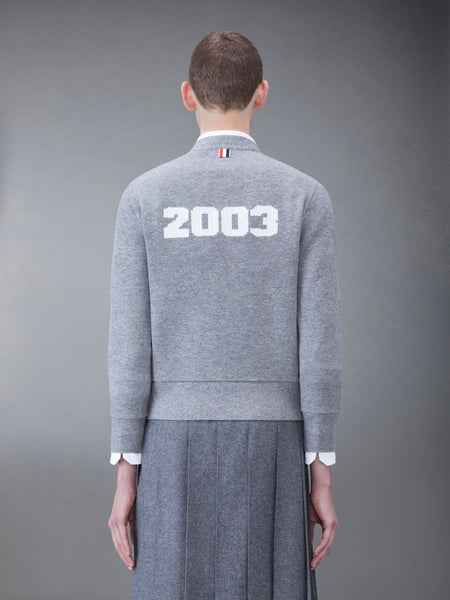 CASHMERE PIQUE 2003 V-NECK CARDIGAN LT GREY