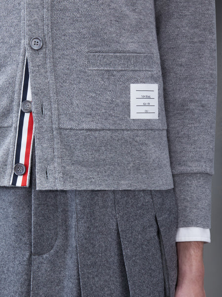 CASHMERE PIQUE 2003 V-NECK CARDIGAN LT GREY