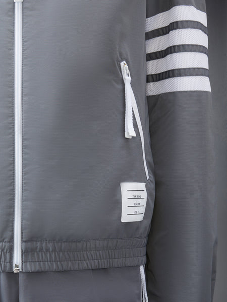 RIPSTOP MESH 4-BAR HOODED JACKET MED GREY