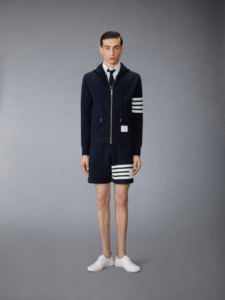 COTTON OTTOMAN 4-BAR ZIP HOODIE NAVY