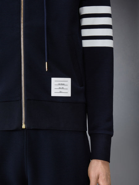 COTTON OTTOMAN 4-BAR ZIP HOODIE NAVY