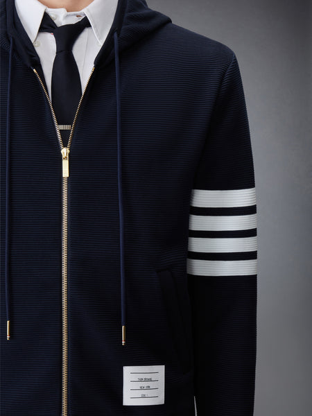 COTTON OTTOMAN 4-BAR ZIP HOODIE NAVY