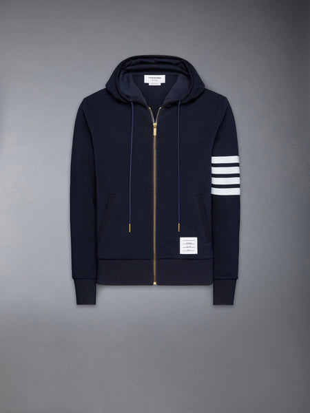 COTTON OTTOMAN 4-BAR ZIP HOODIE NAVY