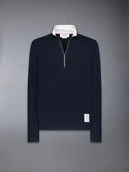 LOOPBACK JERSEY 4-BAR HALF ZIP PULLOVER NAVY