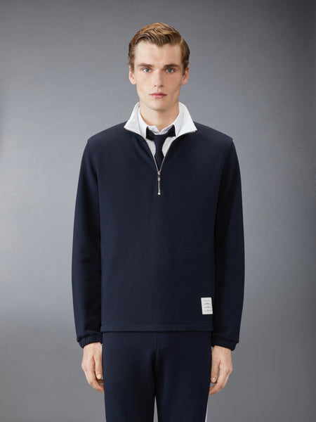 LOOPBACK JERSEY 4-BAR HALF ZIP PULLOVER NAVY