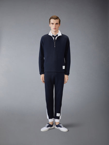 LOOPBACK JERSEY 4-BAR HALF ZIP PULLOVER NAVY