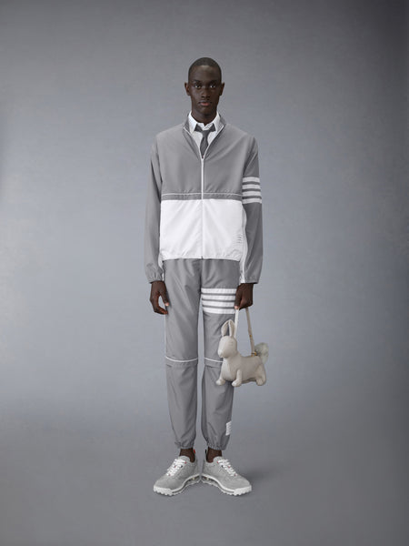 RIPSTOP 4-BAR COLOR BLOCK WINDBREAKER MED GREY