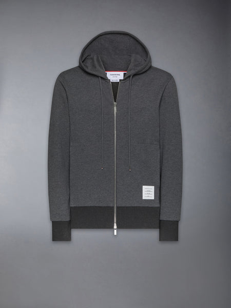 LOOPBACK JERSEY 4-BAR ZIP UP HOODIE DARK GREY