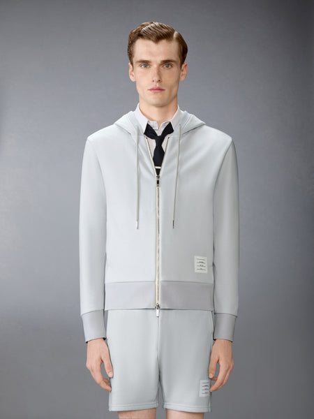 LOOPBACK JERSEY 4-BAR ZIP UP HOODIE PALE GREY