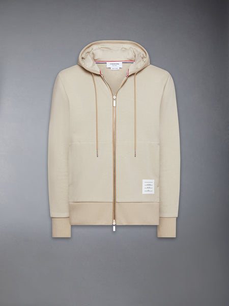 LOOPBACK JERSEY 4-BAR ZIP UP HOODIE BEIGE