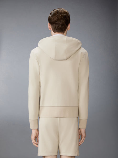 LOOPBACK JERSEY 4-BAR ZIP UP HOODIE BEIGE