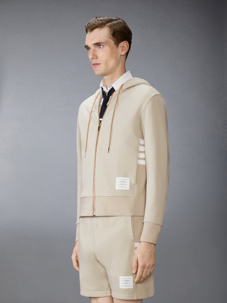 LOOPBACK JERSEY 4-BAR ZIP UP HOODIE BEIGE