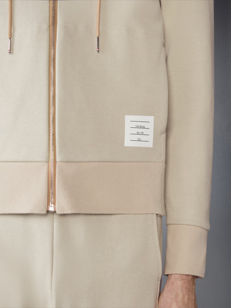 LOOPBACK JERSEY 4-BAR ZIP UP HOODIE BEIGE
