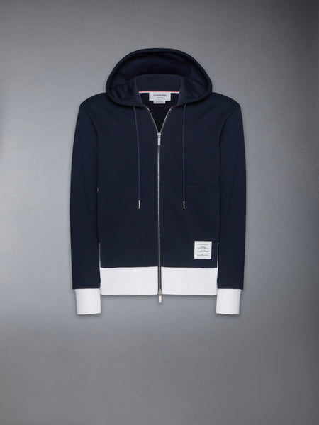 LOOPBACK JERSEY 4-BAR ZIP UP HOODIE NAVY