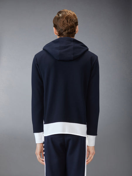 LOOPBACK JERSEY 4-BAR ZIP UP HOODIE NAVY
