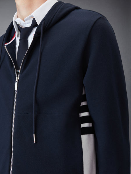LOOPBACK JERSEY 4-BAR ZIP UP HOODIE NAVY