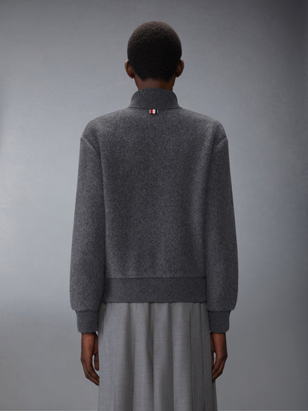 WOOL FLEECE FUNNEL NECK ZIP UP JACKET CHARCOAL