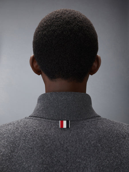 WOOL FLEECE FUNNEL NECK ZIP UP JACKET CHARCOAL