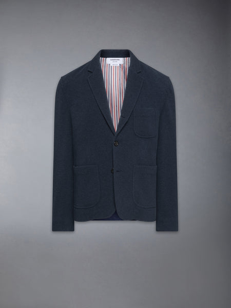 WOOL SILK PIQUE SACK JACKET NAVY