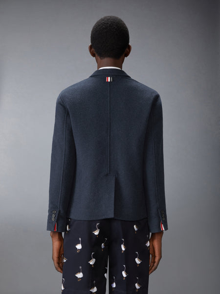 WOOL SILK PIQUE SACK JACKET NAVY