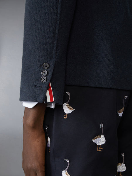 WOOL SILK PIQUE SACK JACKET NAVY