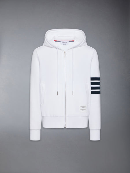 CLASSIC LOOPBACK 4-BAR ZIP UP HOODIE WHITE /NAVY