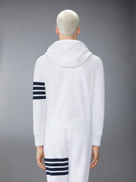 CLASSIC LOOPBACK 4-BAR ZIP UP HOODIE WHITE /NAVY
