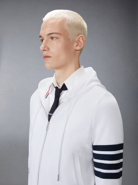 CLASSIC LOOPBACK 4-BAR ZIP UP HOODIE WHITE /NAVY