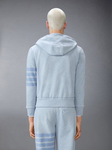 MELANGE BRUSHED LOOPBACK 4-BAR ZIP UP HOODIE LIGHT BLUE