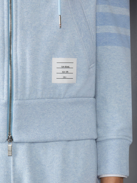 MELANGE BRUSHED LOOPBACK 4-BAR ZIP UP HOODIE LIGHT BLUE