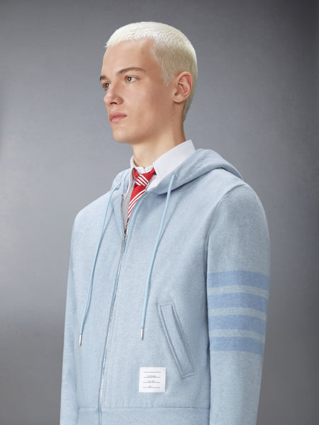 MELANGE BRUSHED LOOPBACK 4-BAR ZIP UP HOODIE LIGHT BLUE