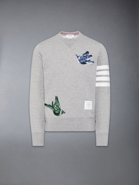LOOPBACK BIRD PATCHES 4-BAR SWEATSHIRT LIGHT GREY