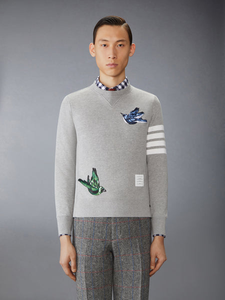LOOPBACK BIRD PATCHES 4-BAR SWEATSHIRT LIGHT GREY