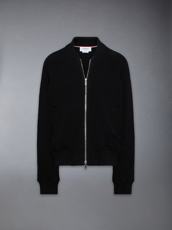 WOOL WAFFLE RAGLAN 4-BAR BOMBER JACKET - featured image