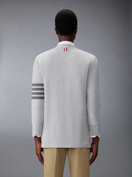 TEXTURED PIQUE 4-BAR CARDIGAN PALE GREY