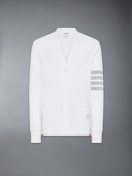 TEXTURED PIQUE 4-BAR CARDIGAN WHITE