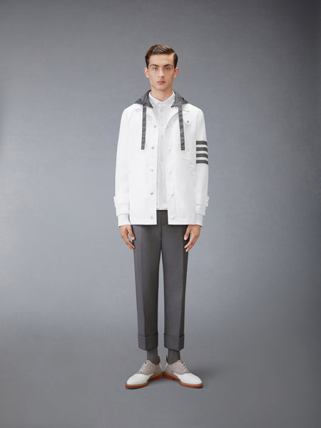 TEXTURED PIQUE 4-BAR CARDIGAN WHITE