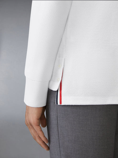 TEXTURED PIQUE 4-BAR CARDIGAN WHITE